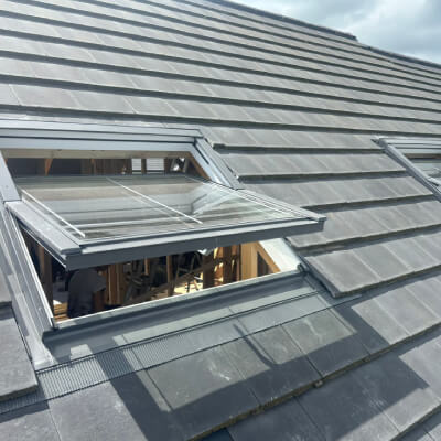 Skylight window installation in attic roof