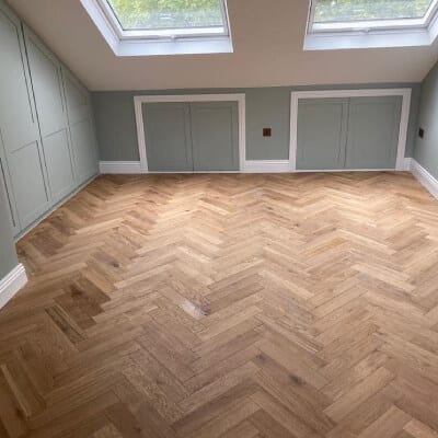 Solid oak hardwood floor for attic room