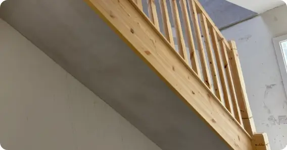Wooden staircase for attic bedroom access